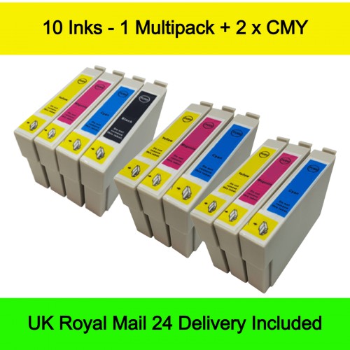 3 Colour Packs (CMY) + 1 Black - Compatible Epson T0711-4 T0715 (Cheetah) Extra High Capacity Ink Cartridges
