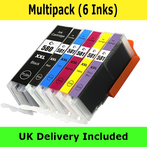 1 Multipack - 6 Compatible Ink Cartridges To Replace Canon PGI-580XXL / CLI-581XXL