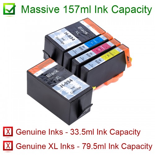HP 934XL 935XL Compatible High Yield Ink Cartridges - Multipack + 1 Extra Black