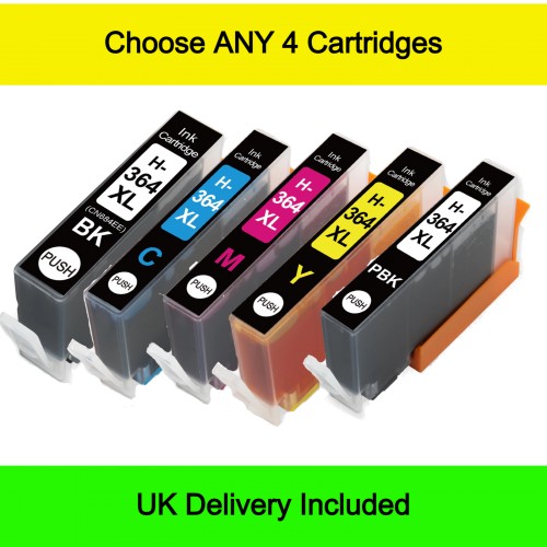 Mix ANY 4 - Compatible HP 364XL High Capacity Ink Cartridges