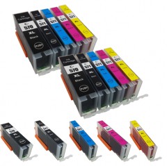 2 Multipacks + ANY 2 FREE -  12 Compatible Ink Cartridges - Replaces Canon PGI-570XL & CLI-571XL