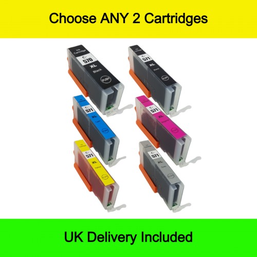 Choose ANY 2 - Compatible 570/571 XL High-Capacity Ink Cartridges for Canon Printers