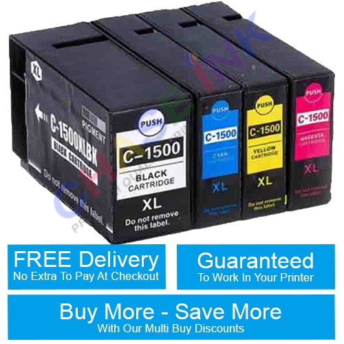 1 multipack (bcmy) - compatible canon pgi-1500xl ink cartridges