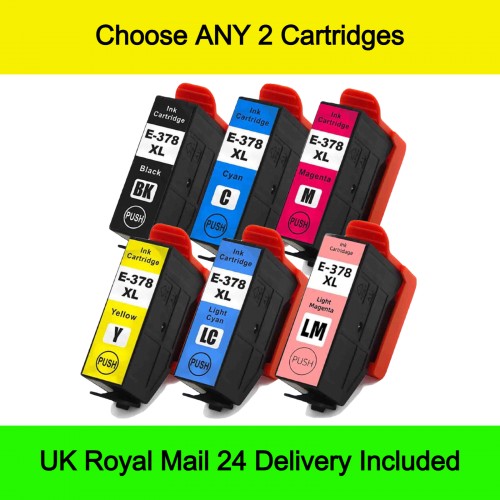 Mix ANY 2 - Compatible Epson 378XL (Squirrel) Extra High Capacity Ink Cartridges