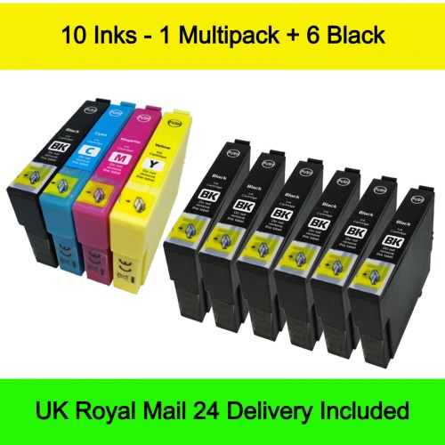 1 Multipack (BCMY) + 6 EXTRA Black - Compatible Epson 502 / 502XL (Binoculars) Extra High Capacity Ink Cartridges