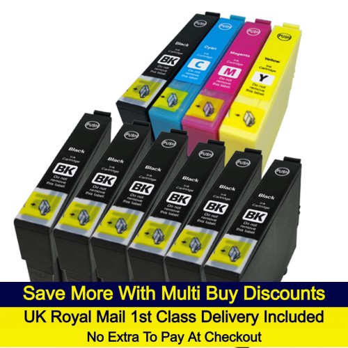 1 Multipack (BCMY) + 6 EXTRA Black - Compatible Epson 18 / 18XL (Daisy) Extra High Capacity Ink Cartridges