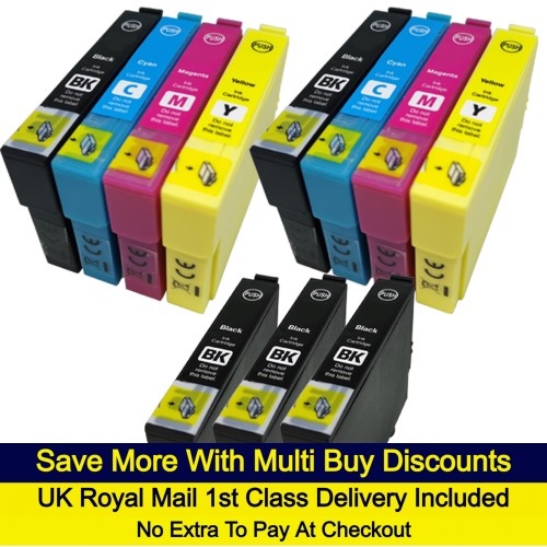2 Multipacks (BCMY) + 3 FREE Black - Compatible Epson 29 / 29XL (Strawberry) Extra High Capacity Ink Cartridges