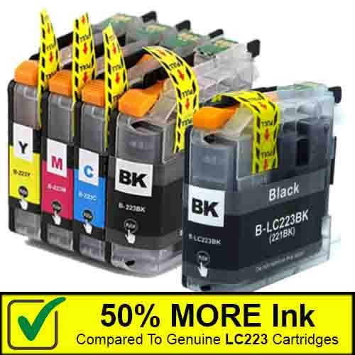 Multipack (BCMY) + 1 EXTRA Black Compatible Brother LC223 Ink Cartridges (62ml)