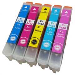  1 Multipack (NO Black) - 5 Compatible Ink Cartridges To Replace Epson 24 24XL (60ml)