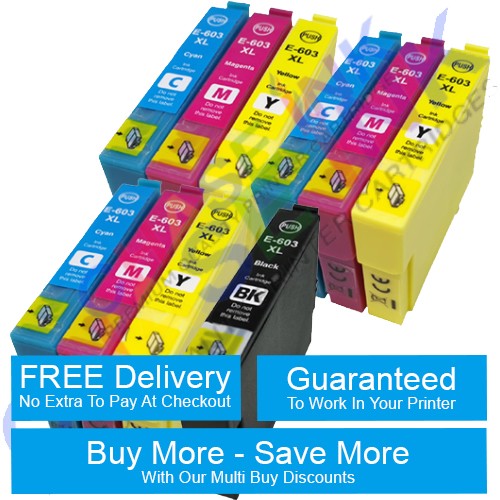 Colour Multipack (CMY x 3) + 1 Black - Compatible Epson 603 / 603XL Ink Cartridges