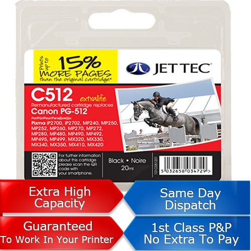 Jettec remanufactured canon pg-512 ink cartridge