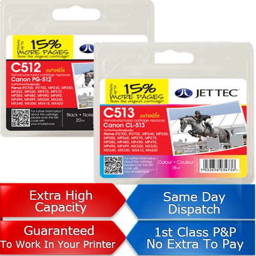remanufactured canon pg-512/cl-513 ink cartridge combo pack