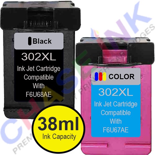 HP 302XL Black/Tri-color - High Yield Remanufactured Ink Cartridges 2-Pack (38ml) 