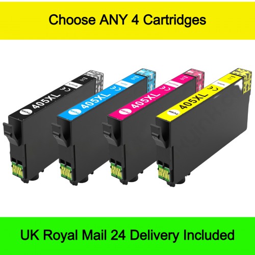 Mix ANY 4 - Compatible Epson 405 / 405XL (Suitcase) Extra High Capacity Ink Cartridges