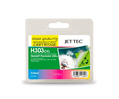 Jettec Remanufactured HP 303XL High Yield Tri-Colour Ink Cartridge (18ml)