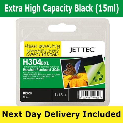 Jettec Remanufactured HP 304XL Black - High Yield Ink Cartridge (15ml)