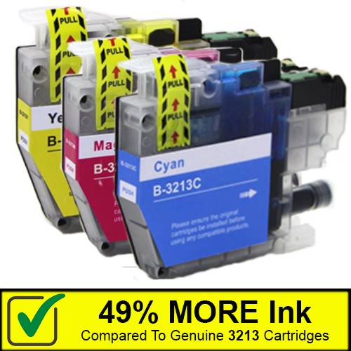 Cyan, Magenta, Yellow - 3 Compatible Ink Cartridges To Replace Brother LC3213 (21ml)