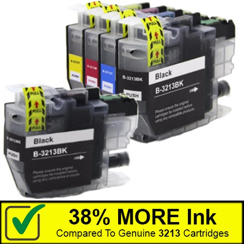 1 Multipack (BCMY) + 1 EXTRA Black - 5 Compatible Ink Cartridges To Replace Brother LC3213 (43ml)
