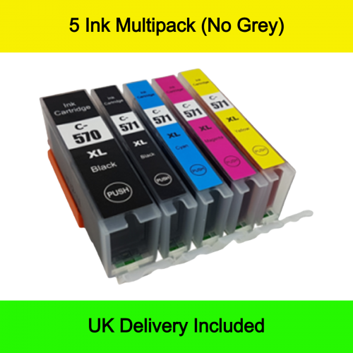 1 Multipack - 5 Compatible Ink Cartridges - Replaces Canon PGI-570XL & CLI-571XL