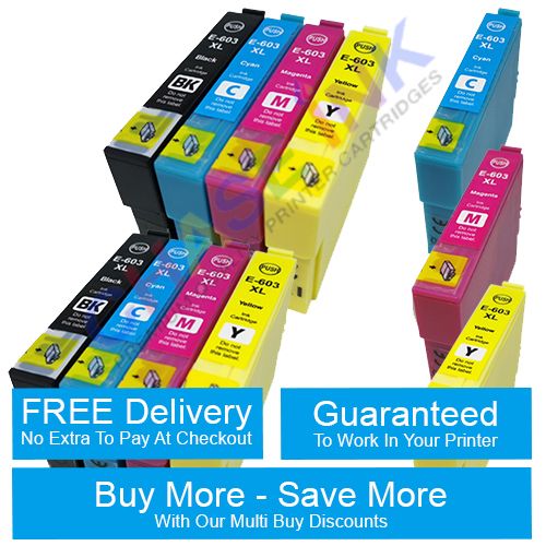 Compatible Epson 603 / 603XL Ink Cartridges - 2 Multipacks (BCMY) + EXTRA Cyan, Magenta & Yellow