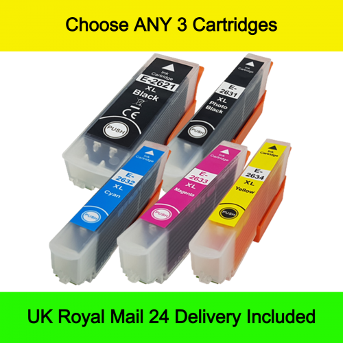 Mix ANY 3 Compatible Epson 26 / 26XL Ink Cartridges