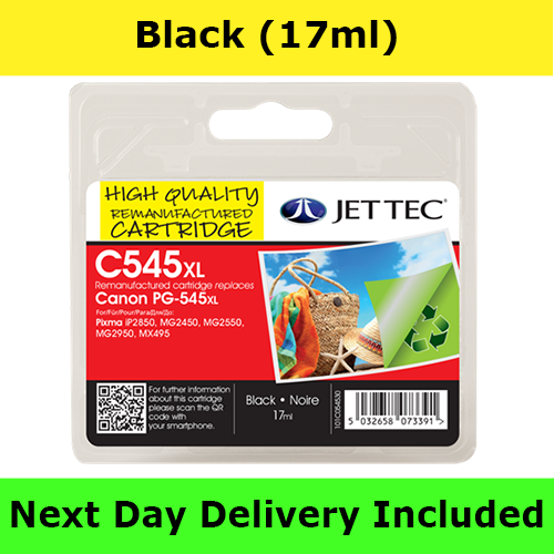 Jettec Remanufactured Canon PG-545XL High Yield Black Ink Cartridge