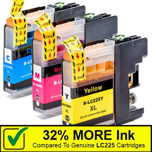 Cyan, Magenta, Yellow - 3 Compatible Ink Cartridges To Replace Brother LC225XL (46.8ml)