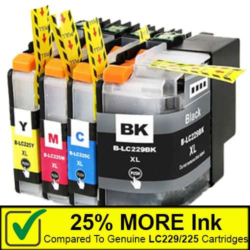 1 Multipack (BCMY) - 4 Compatible Ink Cartridges To Replace Brother LC229XL LC225XL (104.4ml)