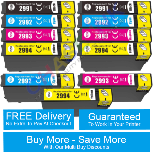 Compatible Epson 29XL High Capacity Ink Cartridges - 2 Multipacks (BCMY) + Extra CMY